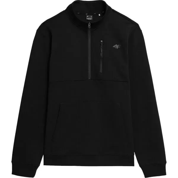 4F SWEATSHIRT 1/2 ZIP Pánska mikina, čierna, veľkosť