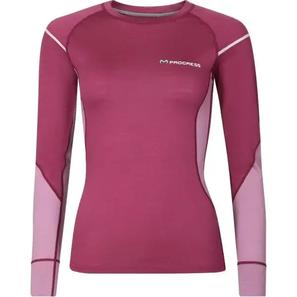 PROGRESS MERINO LS Dámske funkčné Merino tričko, vínová, veľkosť