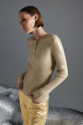 Trendyol béžový listový pletený svetr