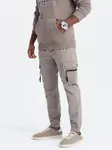 Ombre Men's JOGGER pants with zippered cargo pockets - dark beige