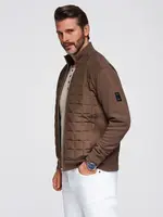Ombre Lightweight unzipped men's jacket with quilted front - brown