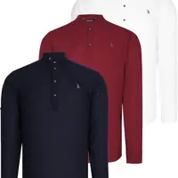 TRIPLE SET G783 DEWBERRY JUDGE COLLAR SHIRT-NAVY BLUE-WHITE-BURGUNDY