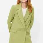 Trendyol Mint Regular Lined Double-Breasted Woven Blazer Jacket