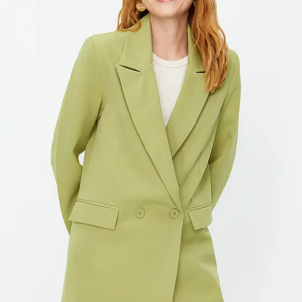 Trendyol Mint Regular Lined Double-Breasted Woven Blazer Jacket