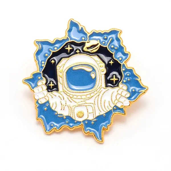 Leaf-shaped with Astronaut Cartoon Enamel Pin
