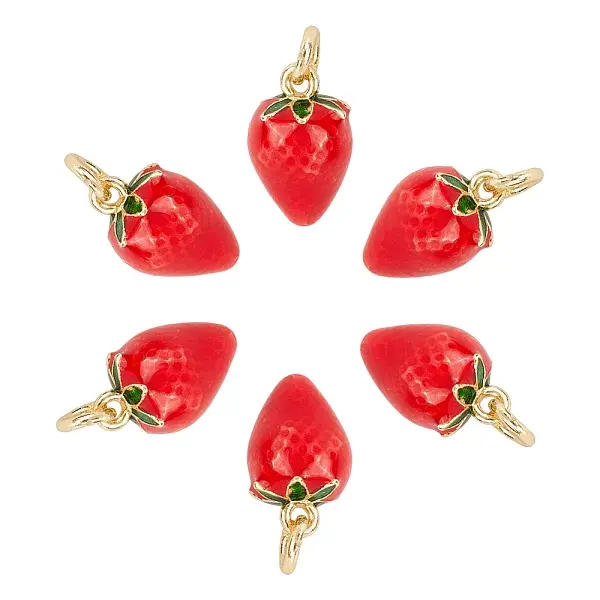 6Pcs Brass Enamel Charms