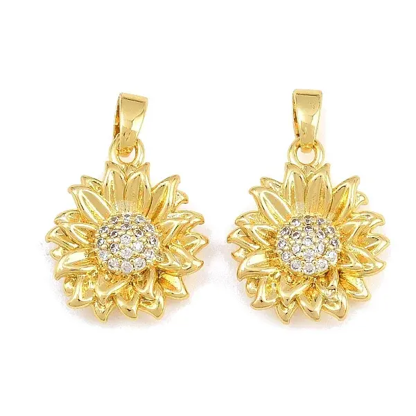 Brass Micro Pave Clear Cubic Zirconia Pendants