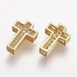 Brass Micro Pave Cubic Zirconia Beads