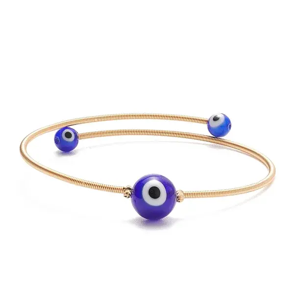 Lampwork Round with Evil Eye Beaded Cuff Bangle