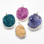 Electroplated Natural & Dyed Druzy Agate Pendants