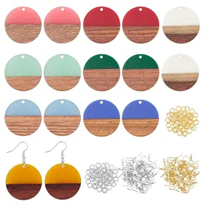DIY 8 Pairs Flat Round Wood Earring Makings