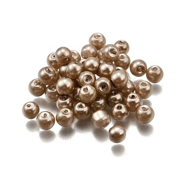 Baking Paint Pearlized Glass Pearl Round Beads