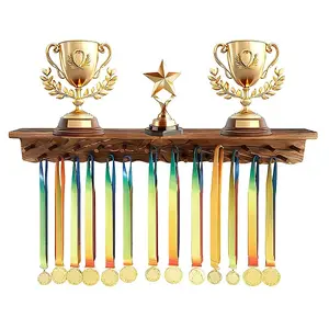 Multifunctional Pine Wooden Wall Mounted Display Stands