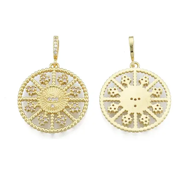 Brass Micro Pave Clear Cubic Zirconia Pendants