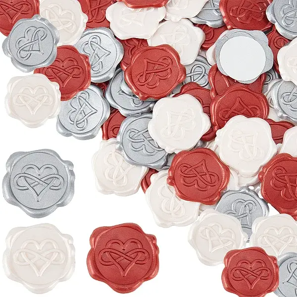 60Pcs 3 Colors Heart Adhesive Wax Seal Stickers