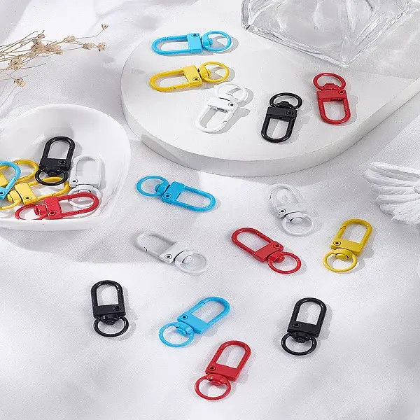 20Pcs 5 Colors Spray Painted Eco-Friendly Alloy Swivel Snap Hook Clasps