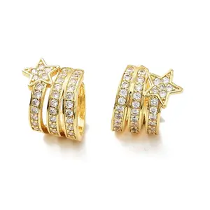 Rack Plating Clear Cubic Zirconia Star Cuff Earrings