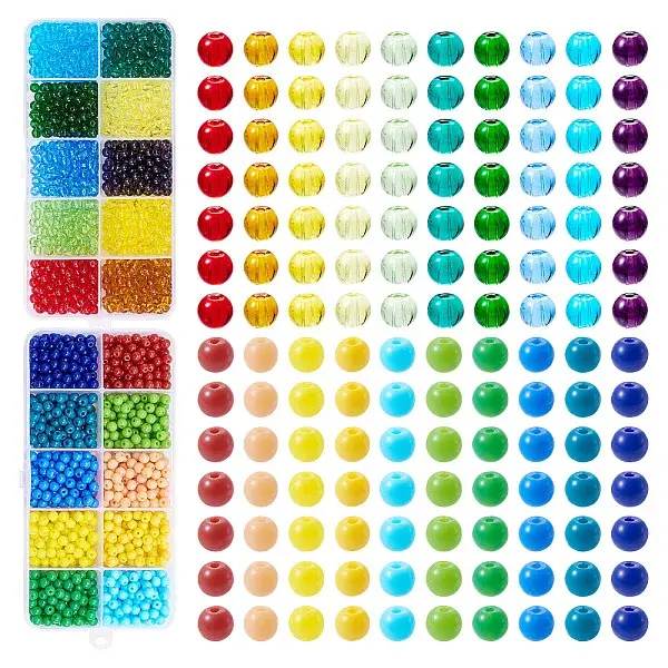 1990Pcs 20 Styles Transparent & Opaque Colours Glass Seed Beads