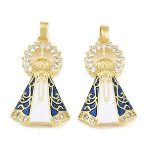 Brass Micro Pave Clear Cubic Zirconia Pendants