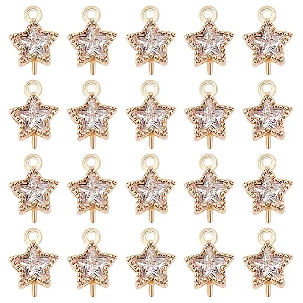 20Pcs Brass Pave Clear Cubic Zirconia Links
