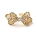 Brass Pave Cubic Zirconia Open Cuff Rings for Women