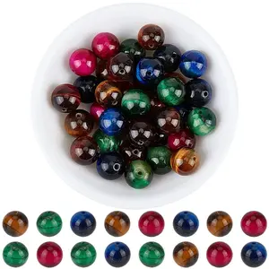 40Pcs Natural Tiger Eye Beads