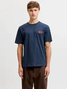 JACK & JONES Tričko 'JJRUSH'  námornícka modrá / grenadínová