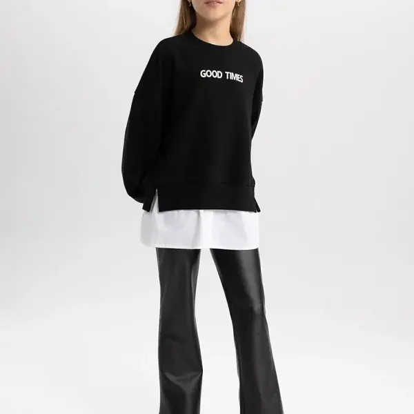 DEFACTO Girl's Faux Leather Flared Leg Tights