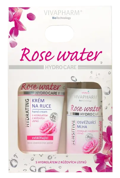 VIVACO Dárková kazeta rose water - krém na ruce 75ml + mlha na obličej 100ml