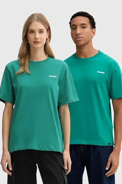 Bavlněné tričko Barrow zelená barva, s potiskem, F5BWUATH070