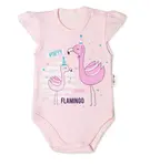 Baby Nellys Bavlněné kojenecké body, kr. rukáv, Flamingo - sv. růžové, vel. 68
