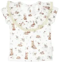 Tričko bavlna, krátký rukáv s volánky, , Bunny - krémové, vel. 116