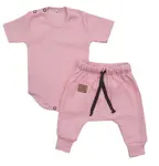 Kazum Žebrovaná souprava body kr. rukáv + tepláčky Magic, bavlna, růžová, vel. 74 vel.  74