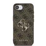 Zadní kryt Guess PU 4G Metal Logo pro Apple iPhone 16e, hnědá