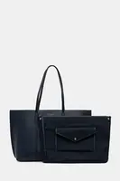 Kožená kabelka Tory Burch Perry tmavomodrá barva, 169476-498