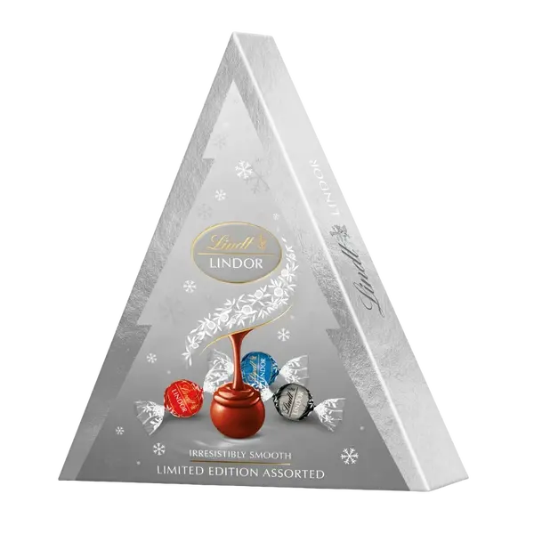LINDT LINDOR Vianočný stromček Strieborný Mix 125 g