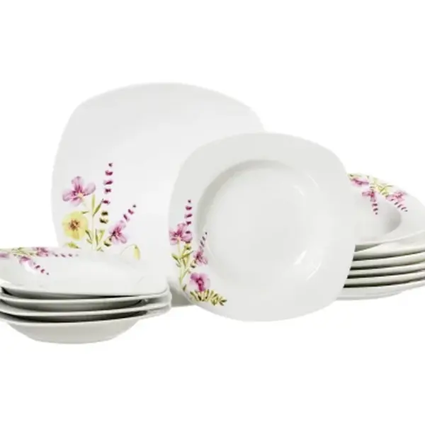 Jídelní servis (12 dílů) Malve, motiv letní květiny
