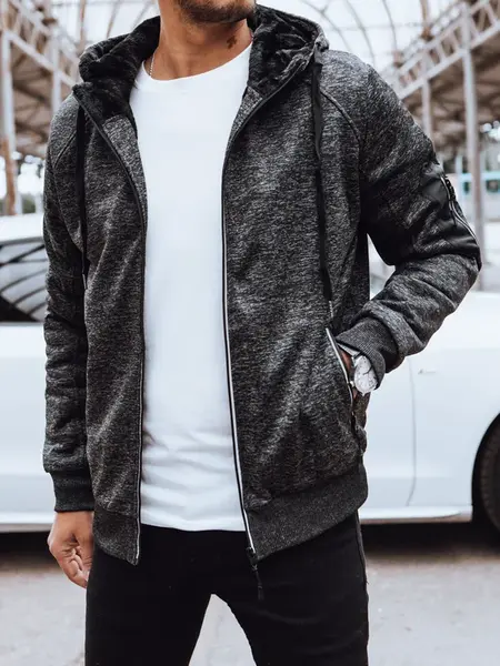 Pánská mikina na zip Barva tmavě šedá DSTREET