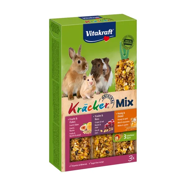 Vitakraft Kräcker Mix hlodavci ovoce, hrozny a med 3 ks