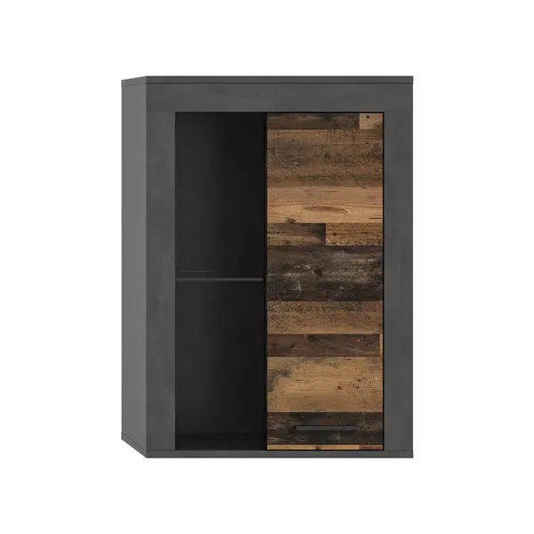 MID.YOU VITRÍNA, antracitová, přírodní barvy, 60/86/35 cm
