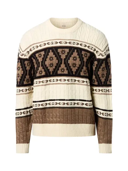 Redefined Rebel Sveter 'Henson'  nebielená / hnedá / čierna