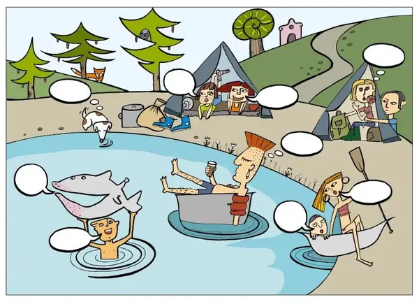 Skladacie pohľadnice farebné- Rybník