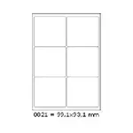 Samolepicí etikety 99,1 x 93,1 mm, 6 etiket, A4, 100 listů
