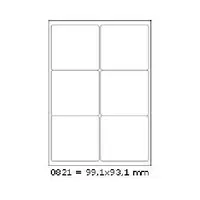Samolepicí etikety 99,1 x 93,1 mm, 6 etiket, A4, 100 listů