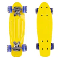 Mini penny board WORKER Pico 17" se svítícími kolečky žlutá deska, tmavě modrá kolečka