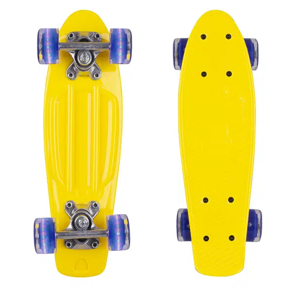Mini penny board WORKER Pico 17" se svítícími kolečky žlutá deska, tmavě modrá kolečka