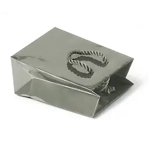 25 x Dárková taška z lesklého papíru stříbrná 120x160x70 mm