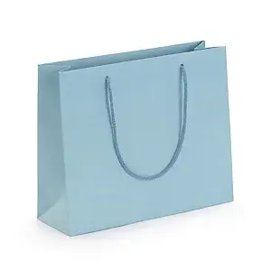 Luxusní kraftová taška s bavlněnými úchyty 550x450x150 mm, SVĚTLE MODRÁ