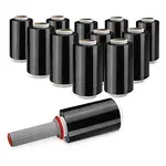 Sada 20 mini rolí stretch fólie šířka 100mm, délka 125m, černá, 30% recyklovaná, tloušťka 23µm + 1 ruční odvíječ | RAJA