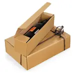 50 x Dárkové krabice na víno pro 1 láhev, 96x100x390mm, hnědá